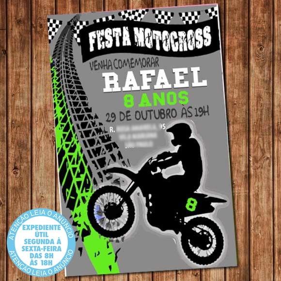 Convite Moto Motocross Aniversário Moto Festa Digital