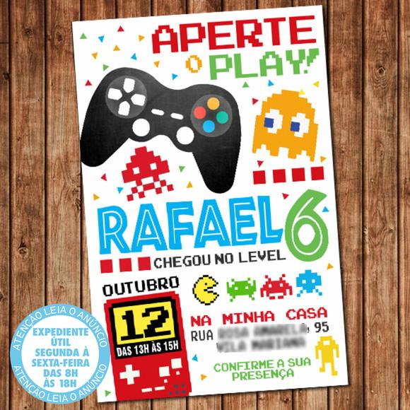 Convite Video Game Aniversário Digital