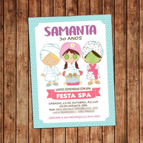 Convite Festa Spa Infantil Beleza Aniversário