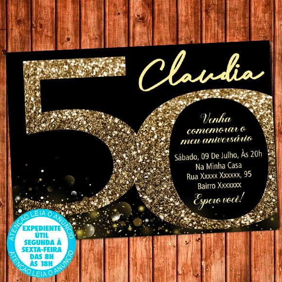 Convite 50 Anos Aniversário Festa Cinquentei Digital