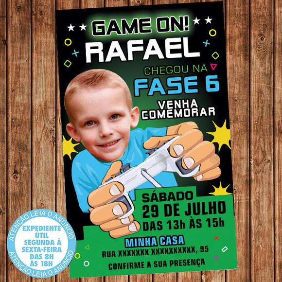 Convite Video Game Aniversário Festa Video Game Foto Digital