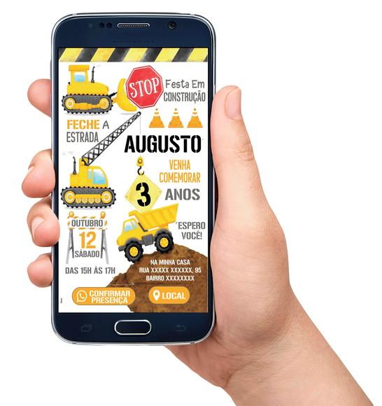 Convite Interativo Digital Construção Obra Aniversário
