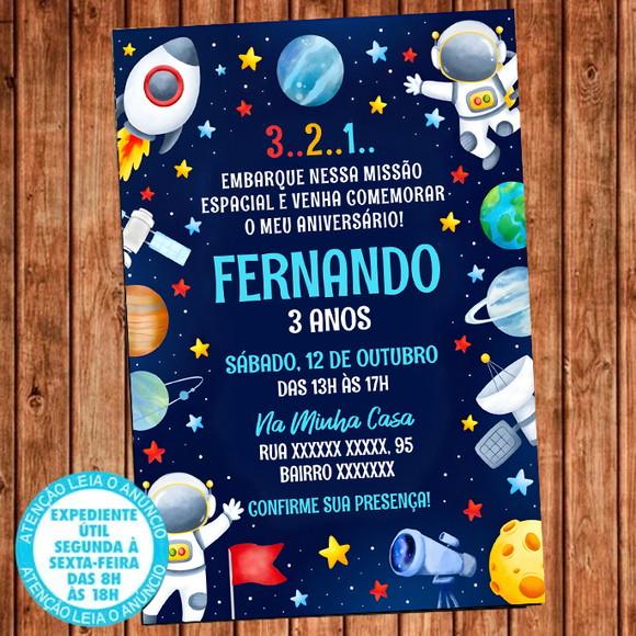 Convite Astronauta Aniversário Festa Digital