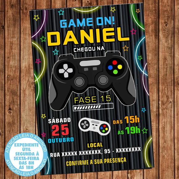 Convite Video Game Aniversário Digital