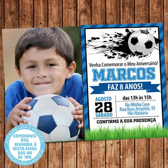 Convite Futebol Aniversário com Foto Festa Digital