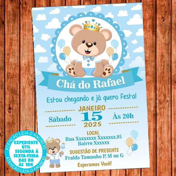 Convite Cha De Bebe Ursinho Príncipe Digital Cha De Fraldas