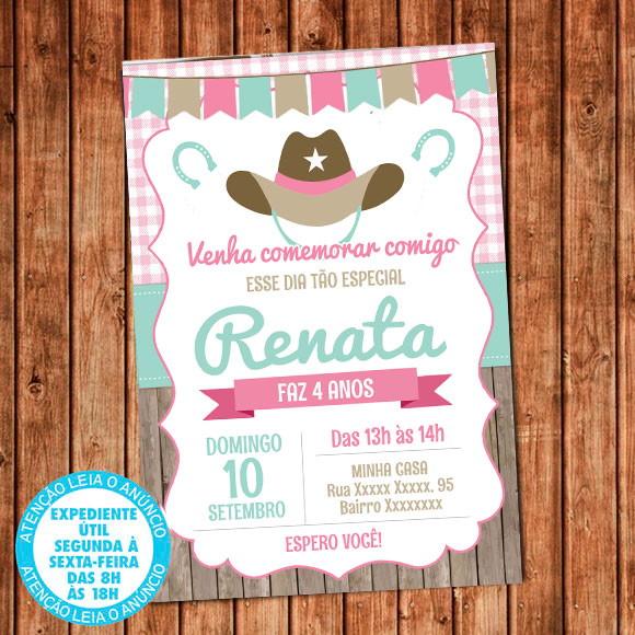 Convite Cavalo Haras Aniversário Cowboy Festa Digital