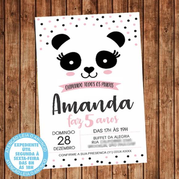 Convite Panda Aniversário Pandinha Festa Digital