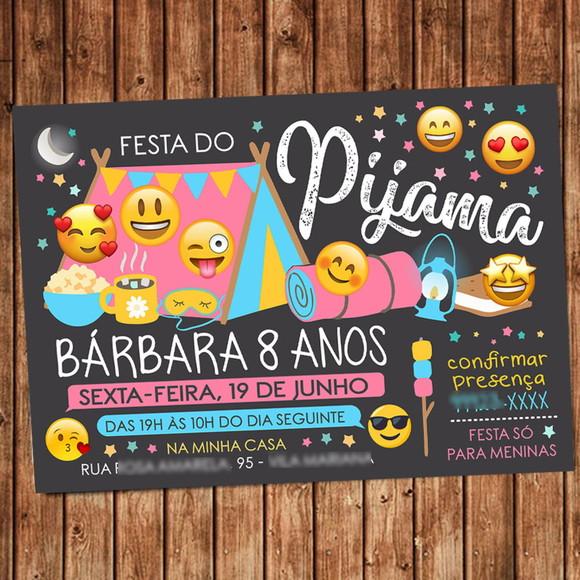 Convite Emoji Festa do Pijama Aniversário Digital
