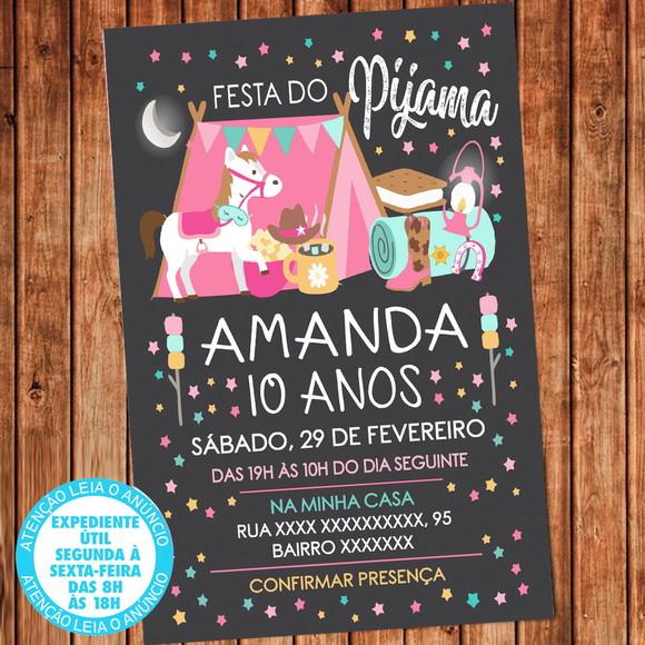 Convite Festa do Pijama Digital Boiadeira Cavalo
