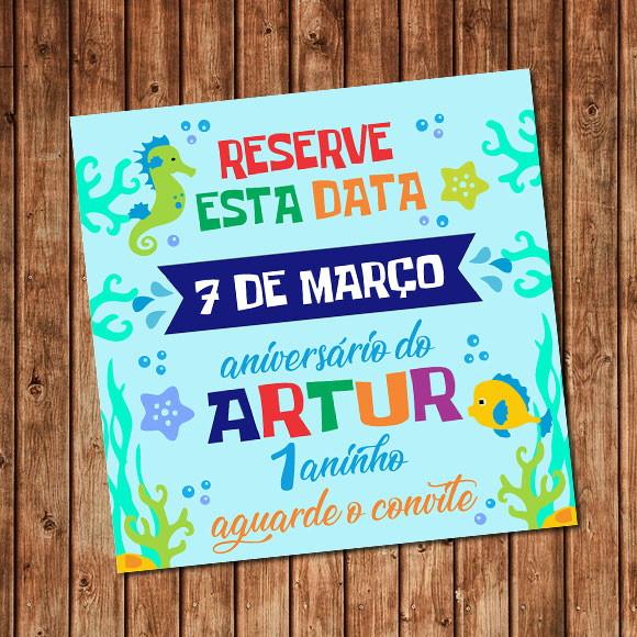 Convite Fundo do Mar Save The Date Digital