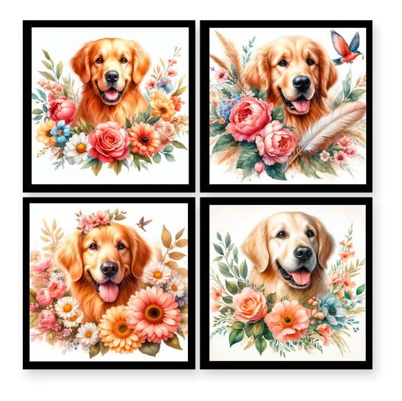 Artes Digitais Quadros Golden Retriever