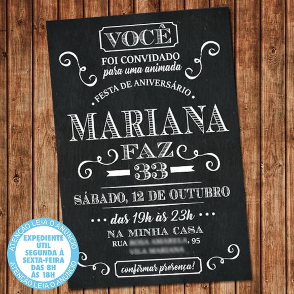 Convite Digital Chalkboard Aniversário