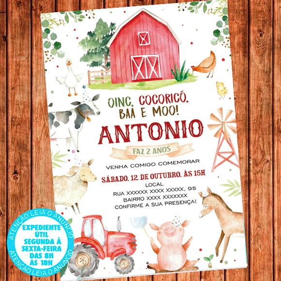 Convite Fazendinha Aniversário Fazenda Festa Digital