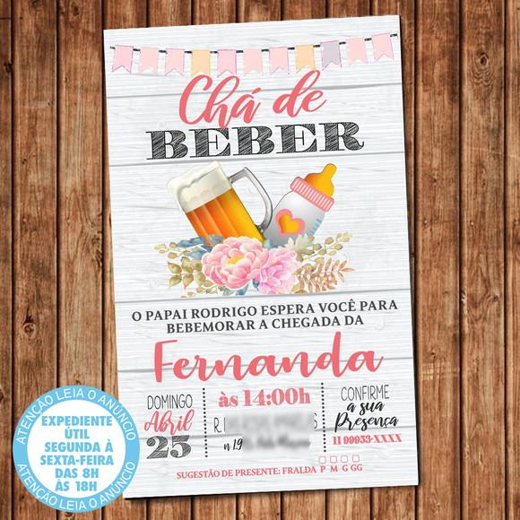 Convite Chá de Beber Digital Menina