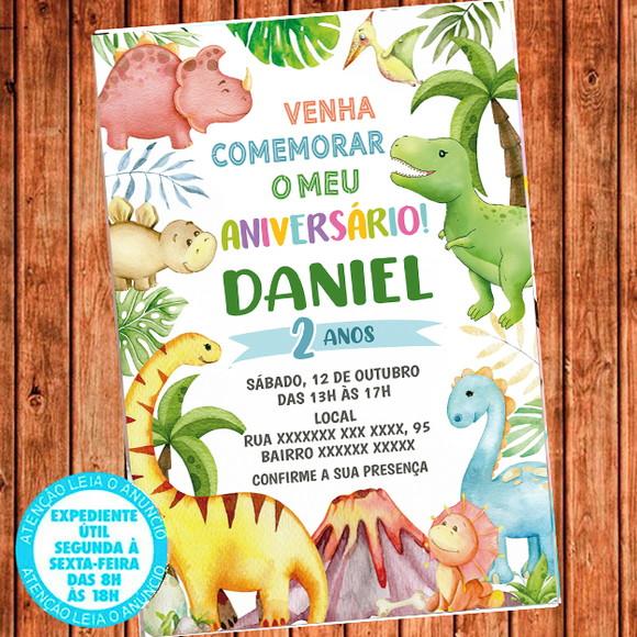 Convite Dinossauro Aniversário Festa Dinossauro Digital