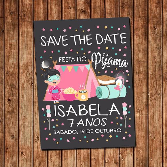 Convite Festa do Pijama Japonesa Save The Date Festa Digital
