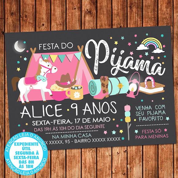 Convite Festa do Pijama Digital Cavalo Boiadeira