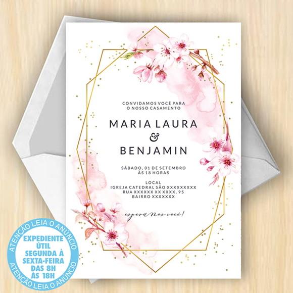 Convite Casamento Branco e Dourado Digital 28