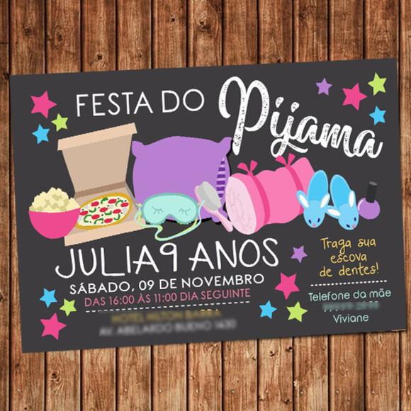 Convite Festa do Pijama Aniversário Digital