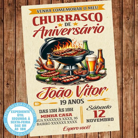 Convite Churrasco de Aniversário Festa Churrasco Digital