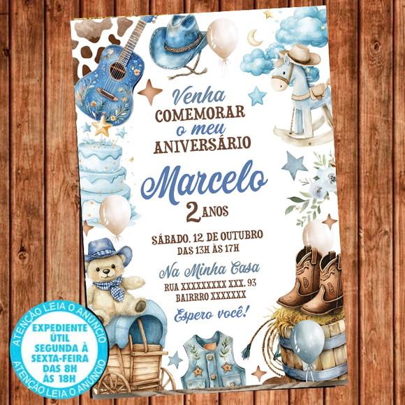 Convite Cavalo Cowboy Aniversário Festa Digital