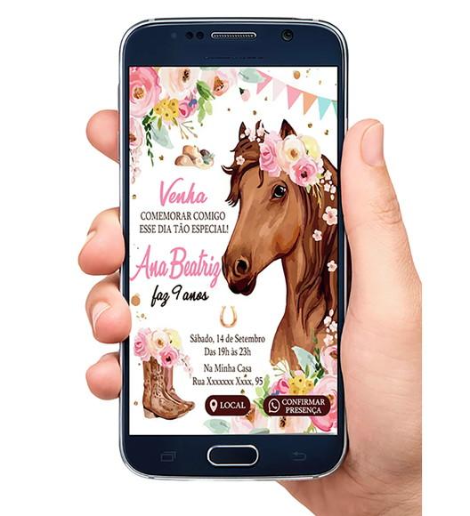 Convite Interativo Digital Cavalo Aniversário Boiadeira