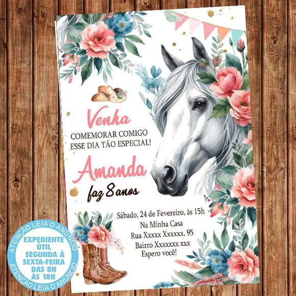 Convite Cavalo Haras Aniversário Menina Festa Digital