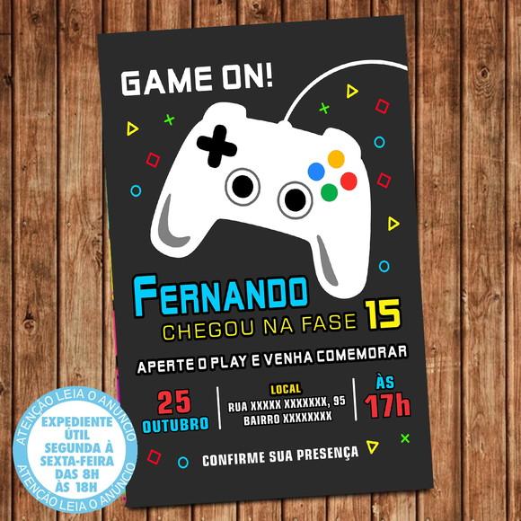 Convite Video Game Aniversário Digital