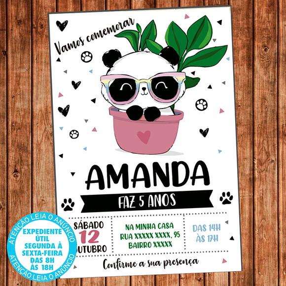 Convite Panda Aniversário Pandinha Festa Digital