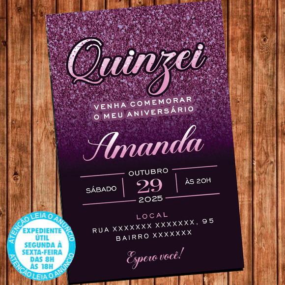 Convite 15 Anos Aniversário Festa Quinzei Roxo