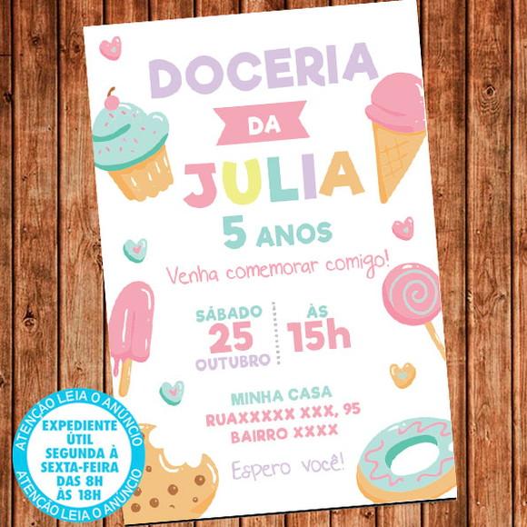 Convite Confeitaria Aniversário Festa Digital