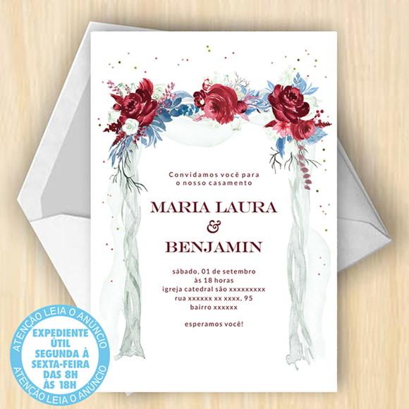 Convite Casamento Floral Rosas Digital 25