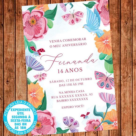 Convite Borboleta Floral Aniversário Festa Digital