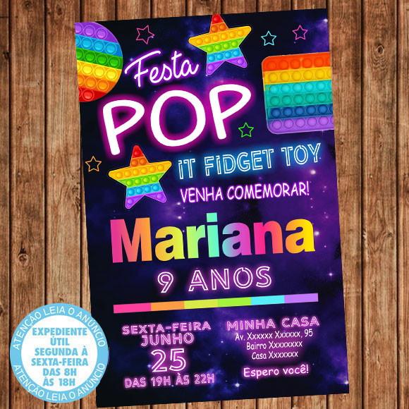 Convite Pop It Fidget Toy Aniversário Festa Digital
