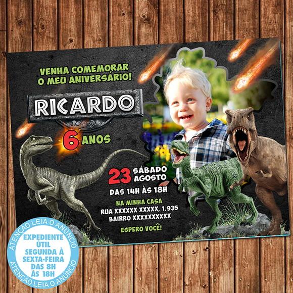 Convite Dinossauros Aniversário Festa Digital