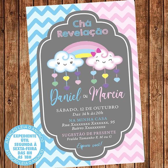 Convite Chá Revelação Chuva de Amor Digital