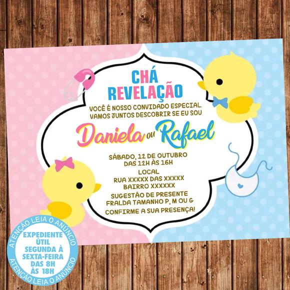 Convite Chá Revelação Patinho Digital