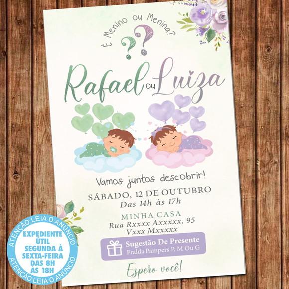 Convite Chá de Revelação Nuvem de Amor