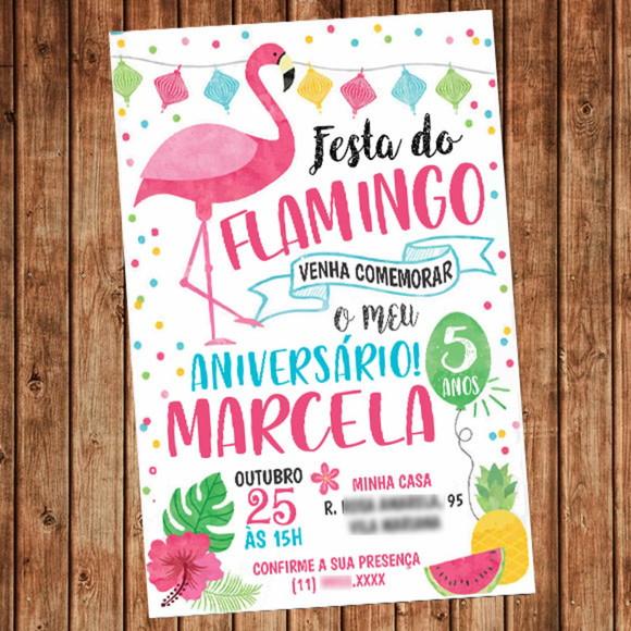 Convite Festa do Flamingo Aniversário Digital