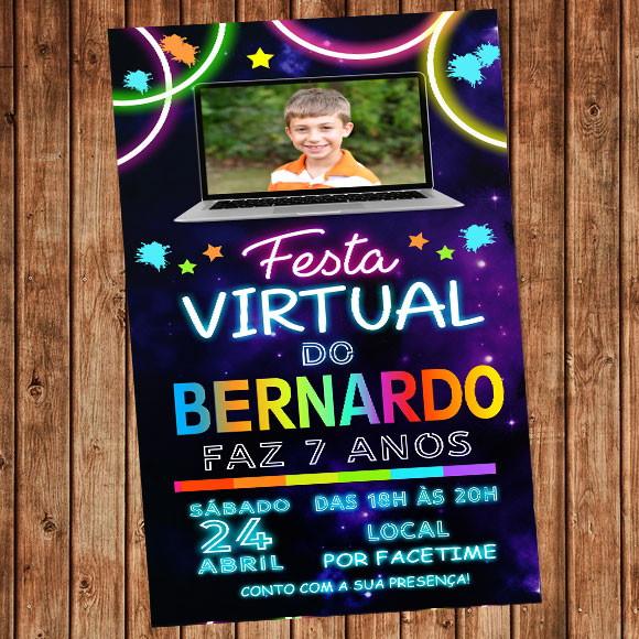 Convite Festa Virtual Quarentena Video Chamada