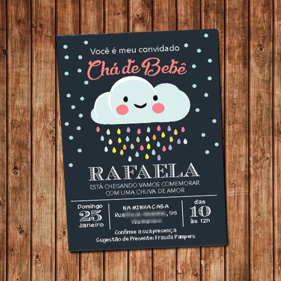Convite Chuva de Amor Nuvem Chá de Bebê Digital