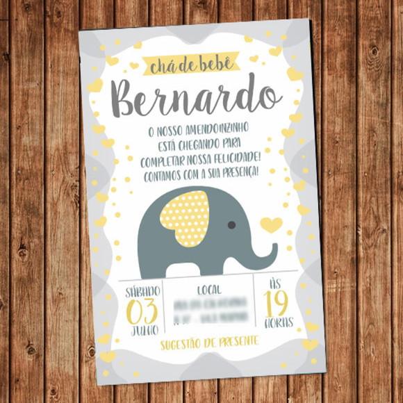 Convite Elefante Chá de Bebê Digital