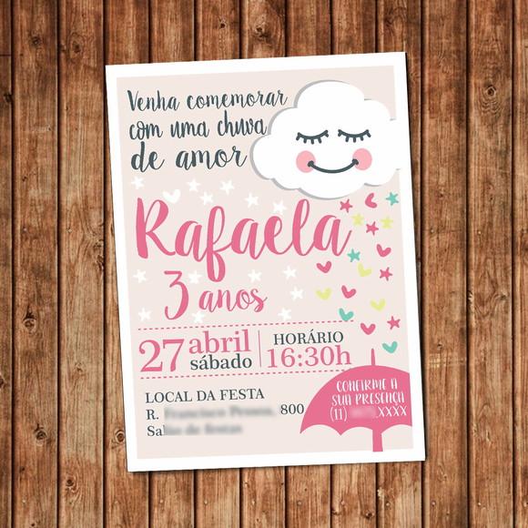 Convite Nuvem Chuva de Amor Aniversário Digital