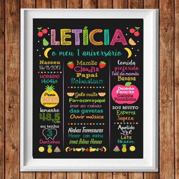 Chalkboard Frutas Quadro Lousa