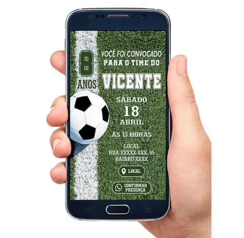 Convite Interativo Digital Futebol Aniversário