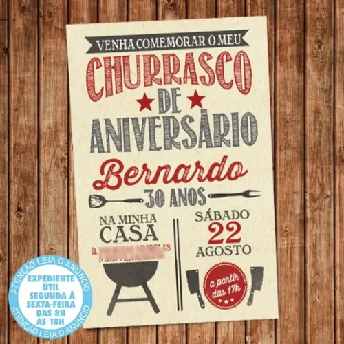 Convite Churrasco Aniversário Digital