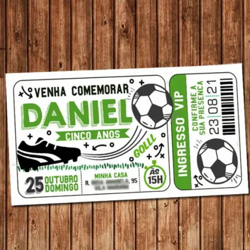 Convite Futebol Aniversário Ingresso Digital