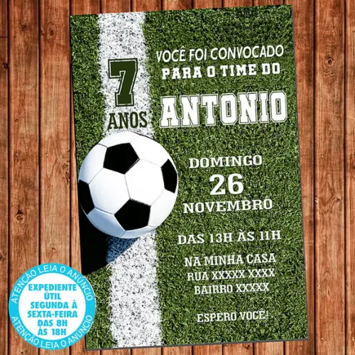 Convite Futebol Aniversário Festa Futebol Digital