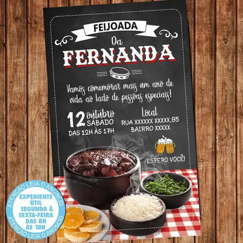 Convite Feijoada Aniversário Festa Digital